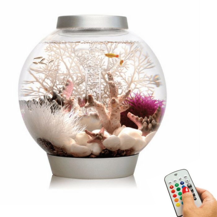 biOrb Classic 15L / 4 Gallon All-in-One Acrylic Aquarium Kit with Multicolor Light Silver