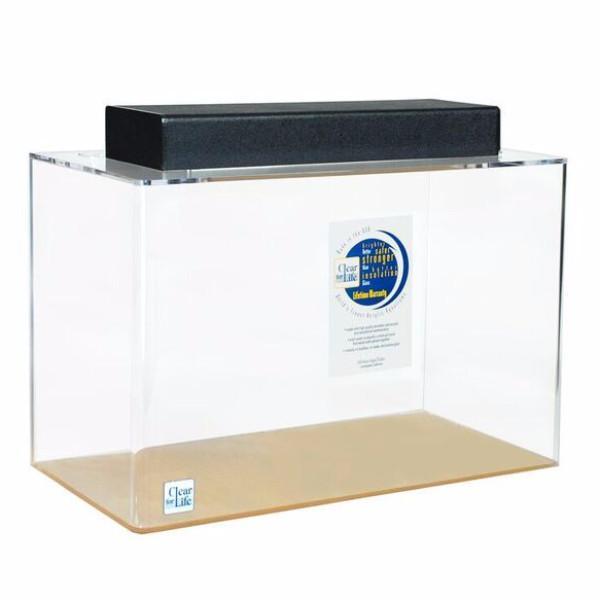 Clear For Life Desktop Aquarium - Rectangle Fresh or Saltwater Acrylic - 10 Gallon or 15 Gallon 10 Gallons - 20"L x 10"W x 12"H / Clear