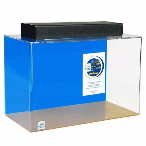 Clear For Life Desktop Aquarium - Rectangle Fresh or Saltwater Acrylic - 10 Gallon or 15 Gallon 10 Gallons - 20"L x 10"W x 12"H / Light Blue