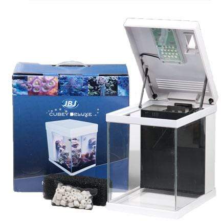 JBJ 3 Gallon Cubey - Fresh or Saltwater Glass Aquarium - White (MT-208DX-W)
